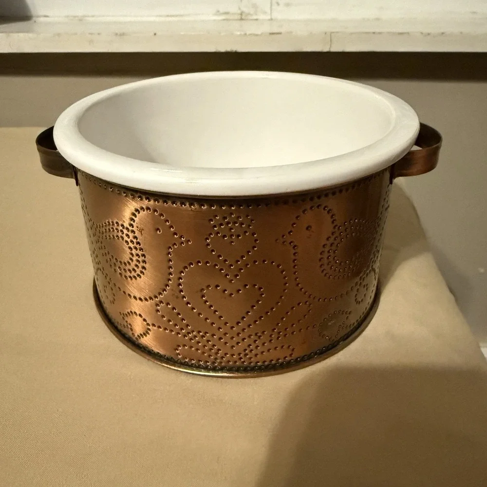 Vintage Primitive COPPER Love‎ Bird Peace Doves Casserole Bowl SET